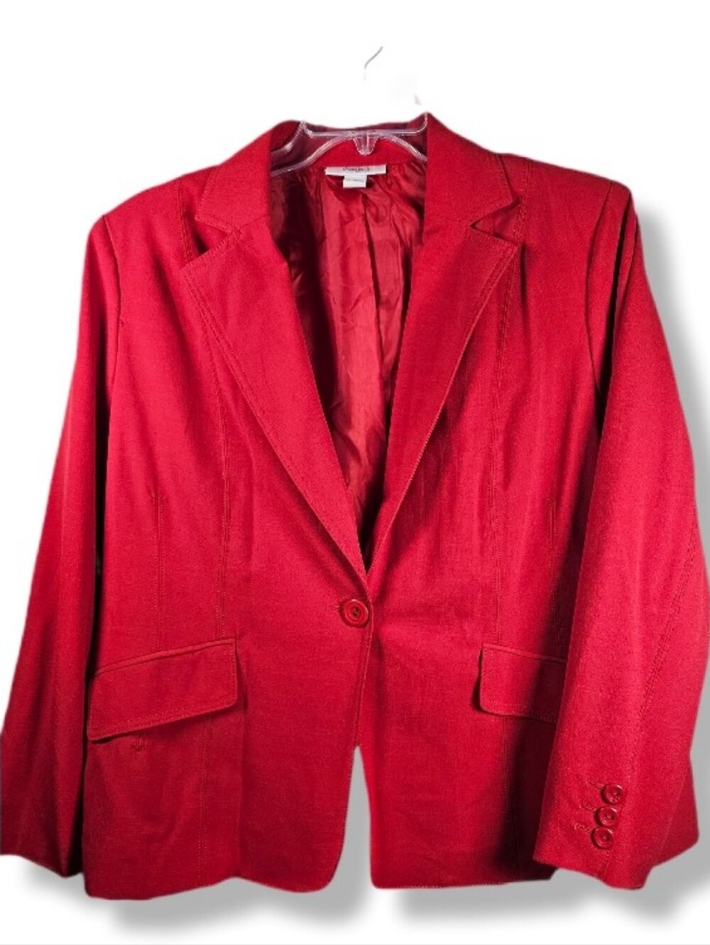 Dressbarn NWT 2X Red Single Button Blazer Dress Jacket Deadstock Holiday Office
